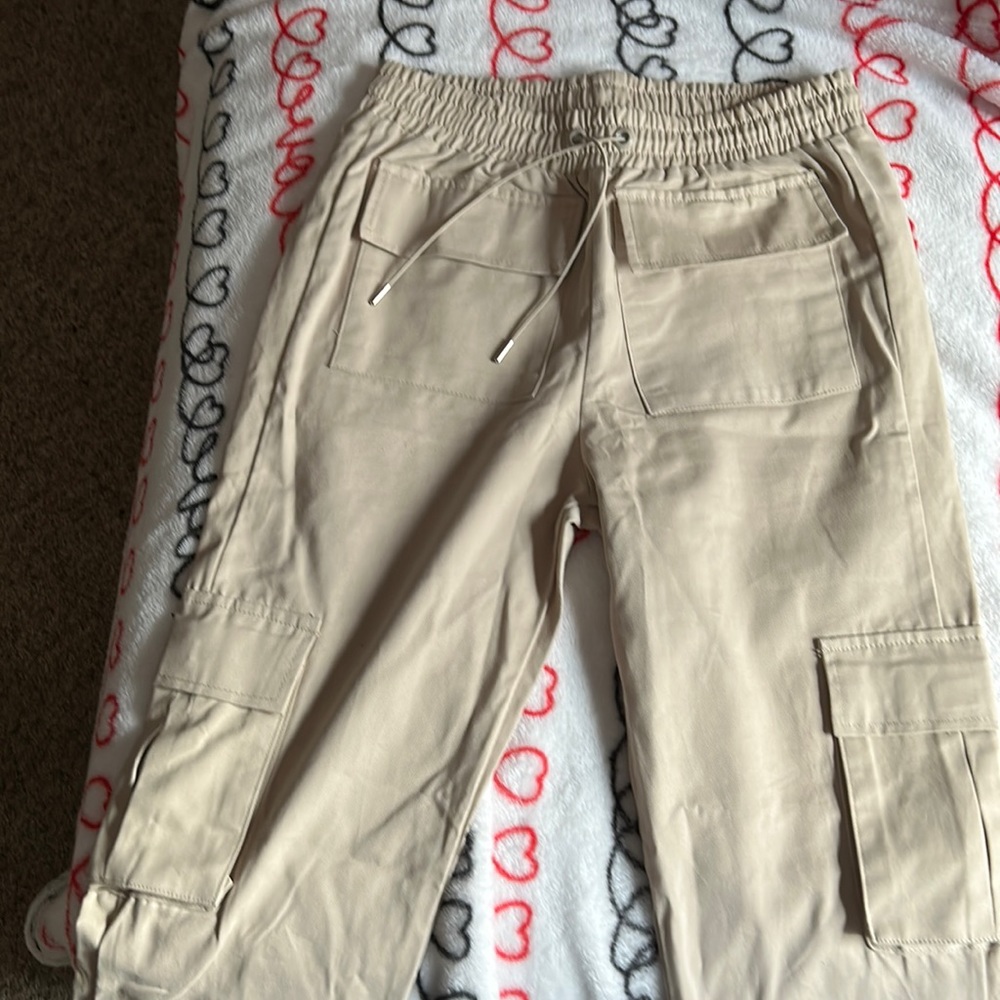 Elastic Waist Slim Multi Pocket Popper Cargo